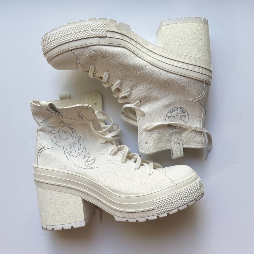 Converse Hi Platform Shoes Womens Size 12.5 White70 De Luxe Heel Western A10335C - Picture 6 of 9